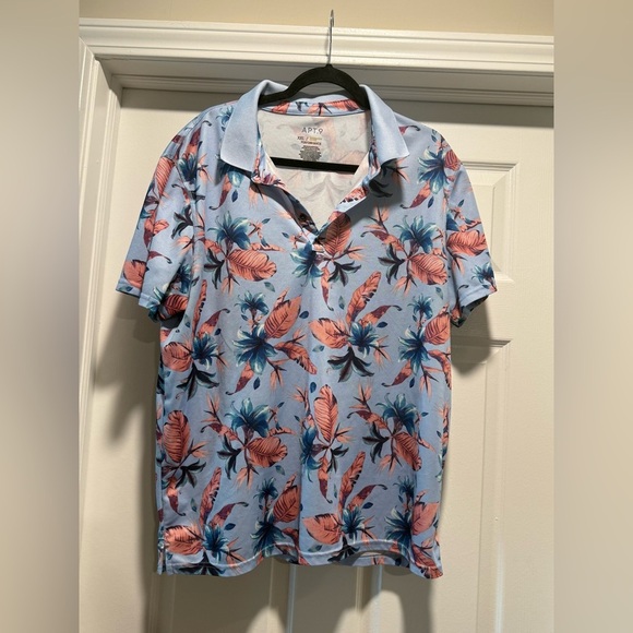 Apt. 9 Blue and Pink Polo Shirt with Floral Design - Picture 1 of 3